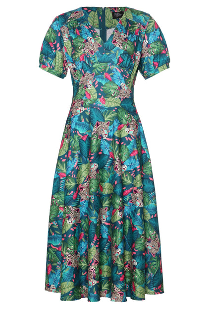 Julia 50s Style Cheetah Sleeved Dress