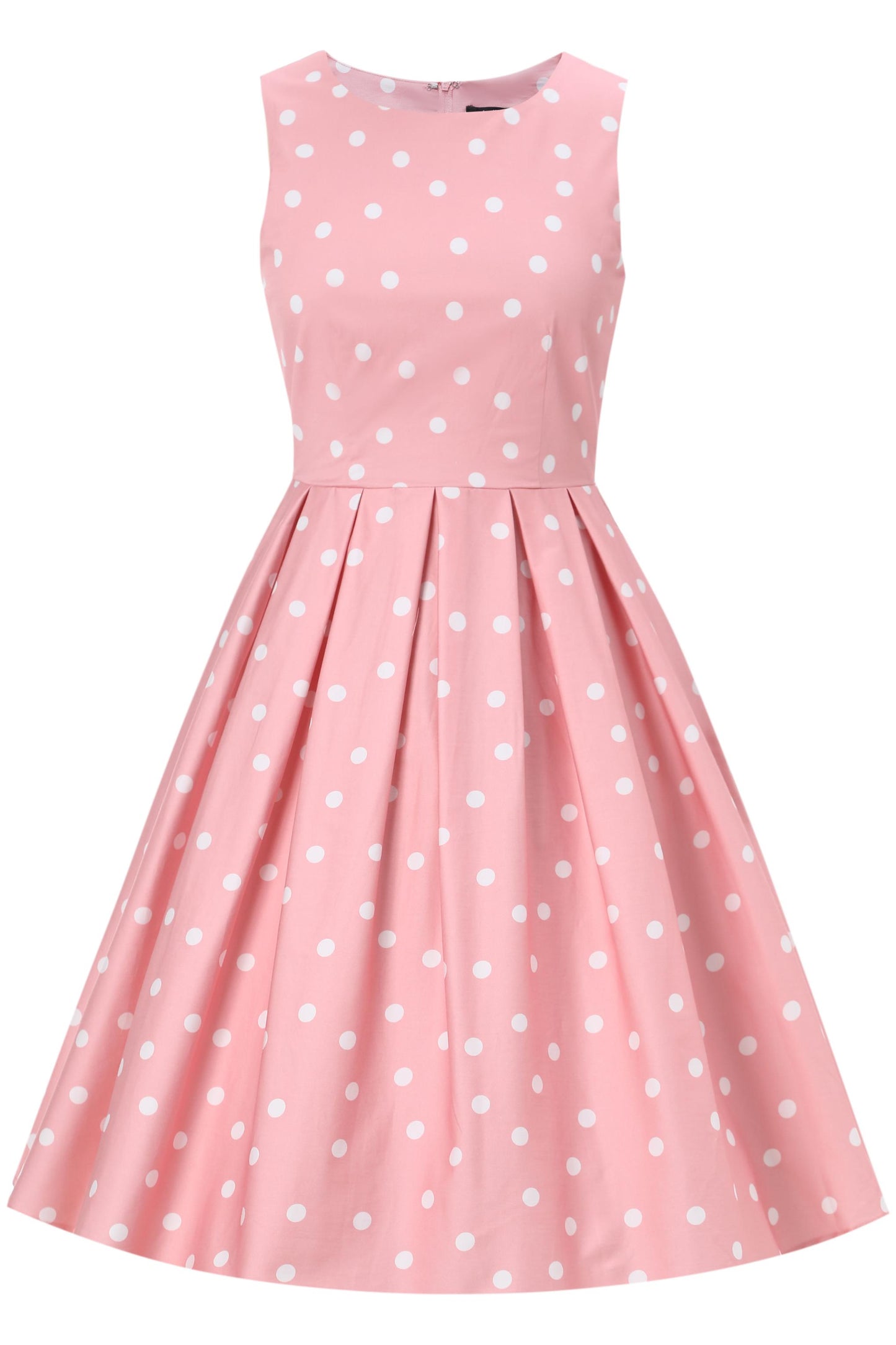 Annie Retro Polka Dot Dress in Pale Pink & White