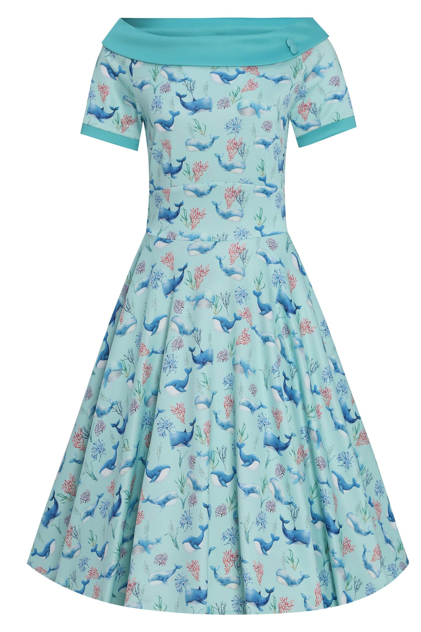 Darlene Baby Blue Whale Swing Dress