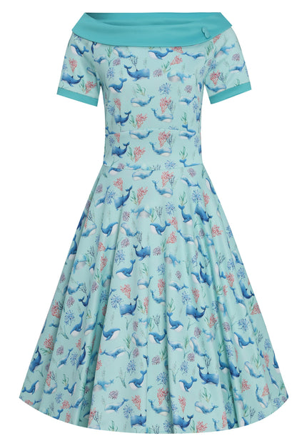 Darlene Baby Blue Whale Swing Dress