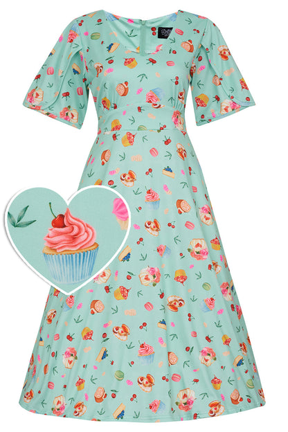 Janice Petal Sleeve Dress In Afternoon Tea Print