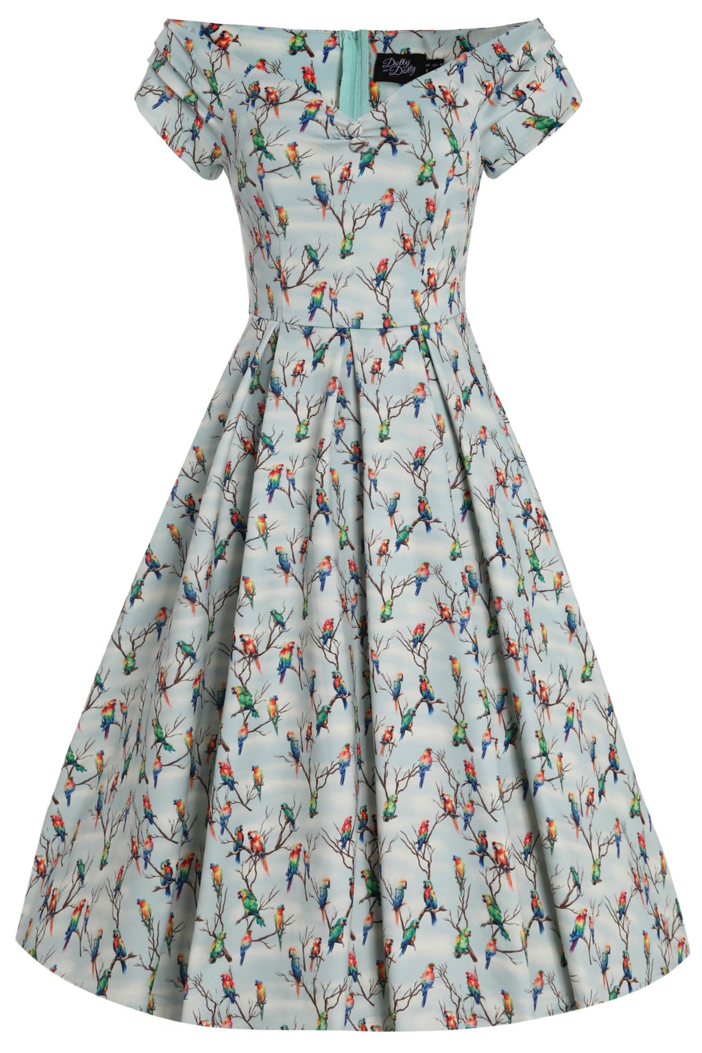 Lily Light Green Parrot Off Shoulder Dress