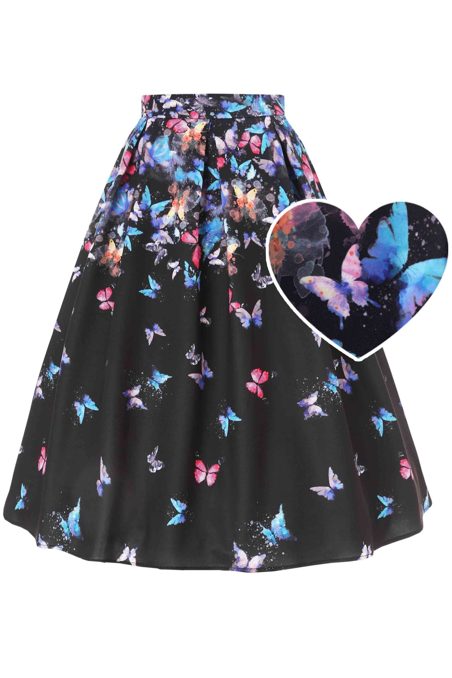 Aisley Midnight Butterfly Box Pleated Skirt