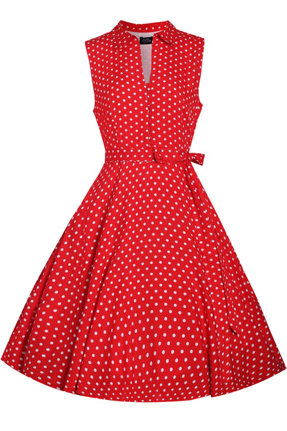 Poppy Red Polka Dot Shirt Dress