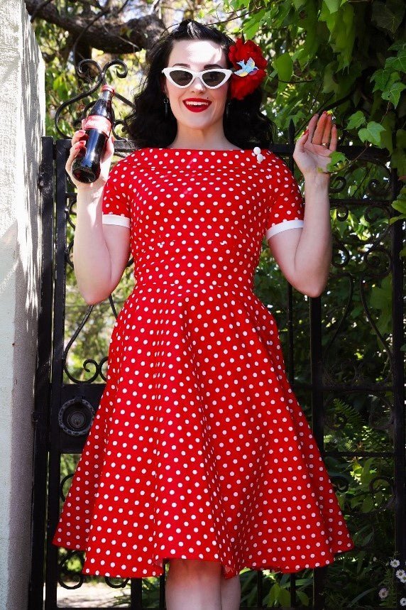 Darlene Full Circle Red Polka Dot Swing Dress