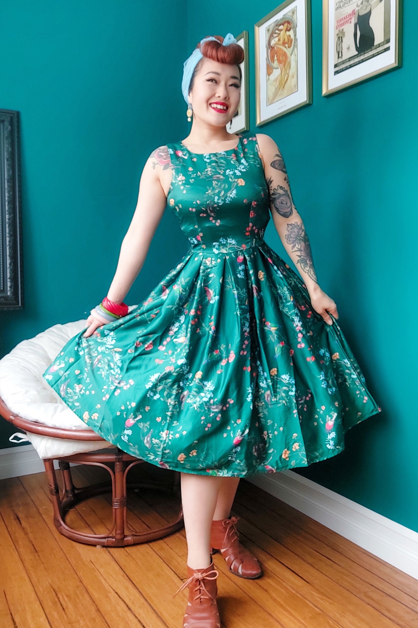 Annie Green Bird Print Dress