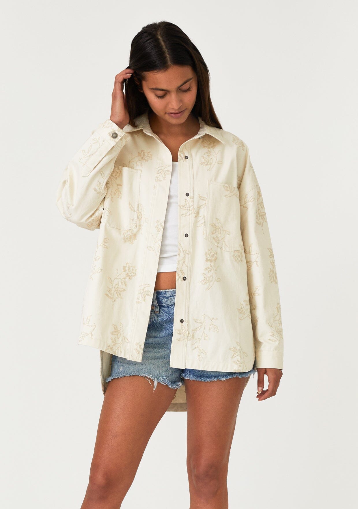 Sofia Embroidered Shirt Jacket