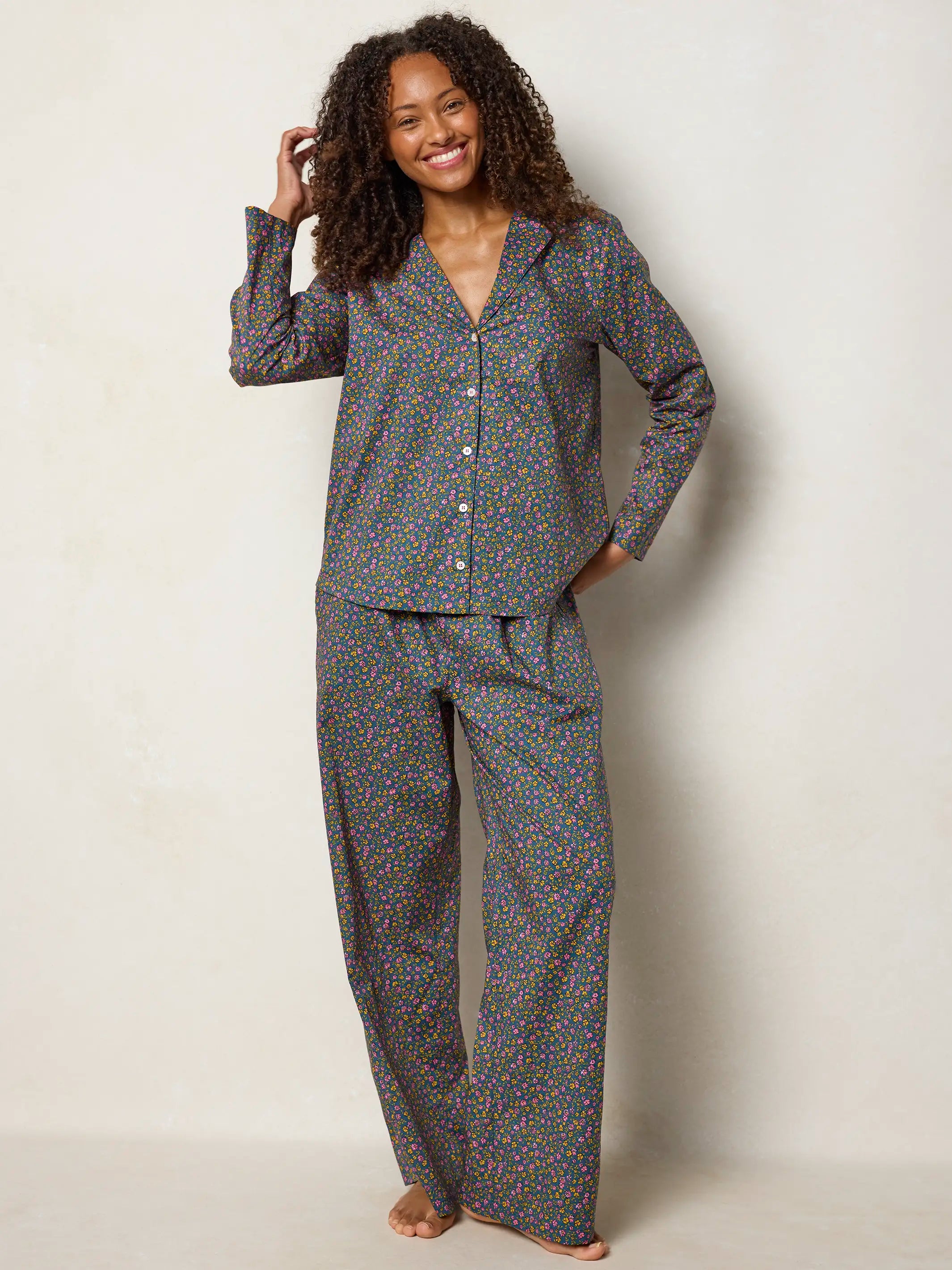 Mix & Match Cotton Pajama Pants - Mari Ditsy Navy
