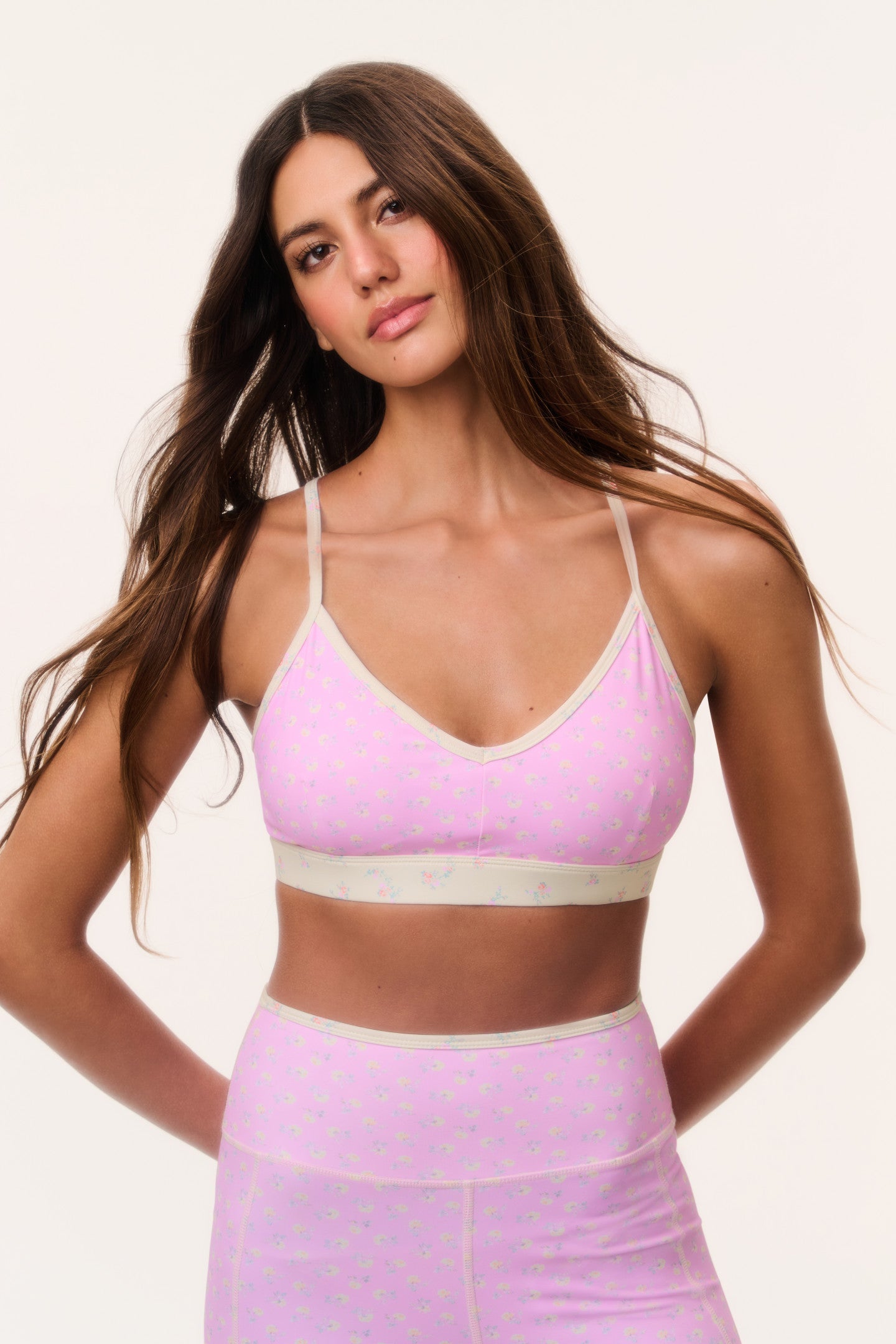 Jolanda Ditsy Floral Sports Bra - POLAROID ROSE