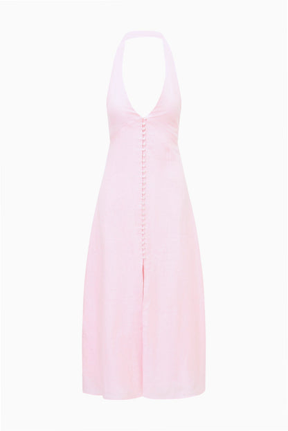 Lovis Linen Halter Maxi Dress - POTPOURRI PINK