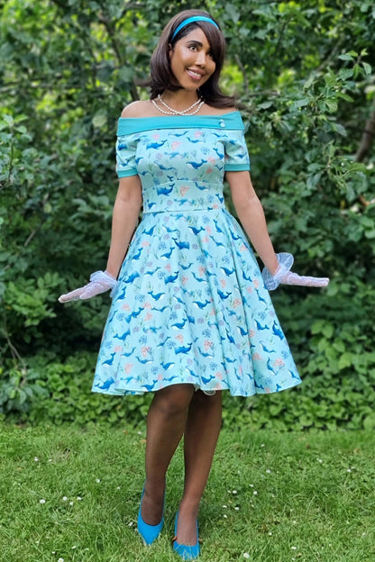 Darlene Baby Blue Whale Swing Dress
