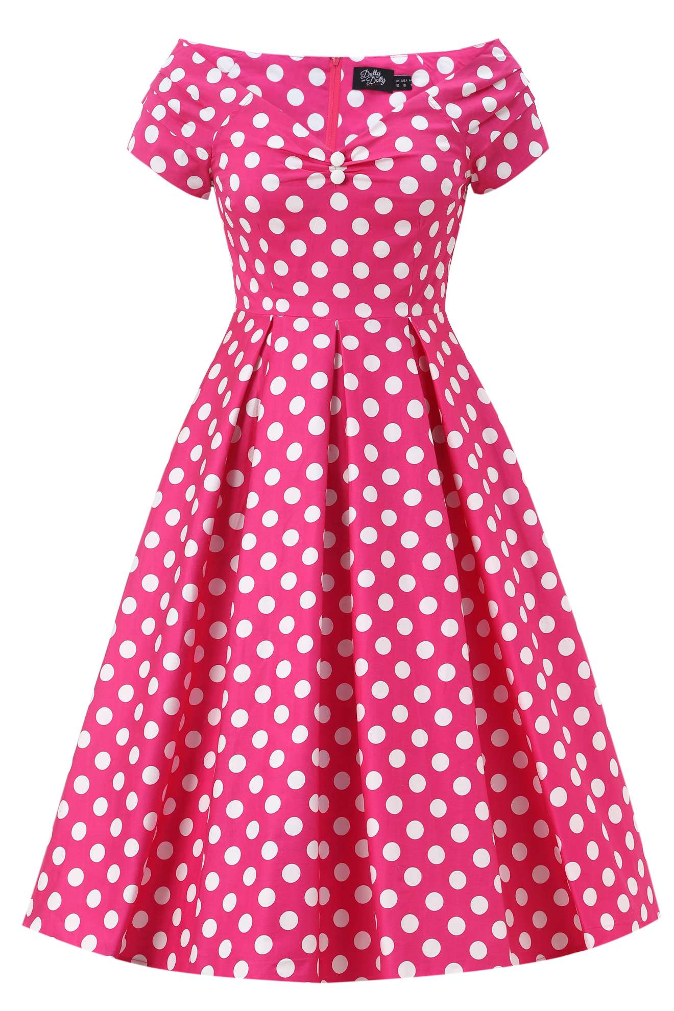 Lily Hot Pink Off Shoulder Spot Dress