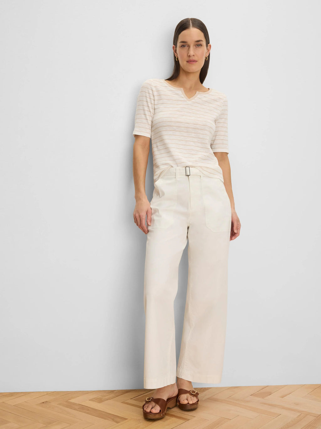Highland Wide Leg Soft Stretch Belted Ankle Pant