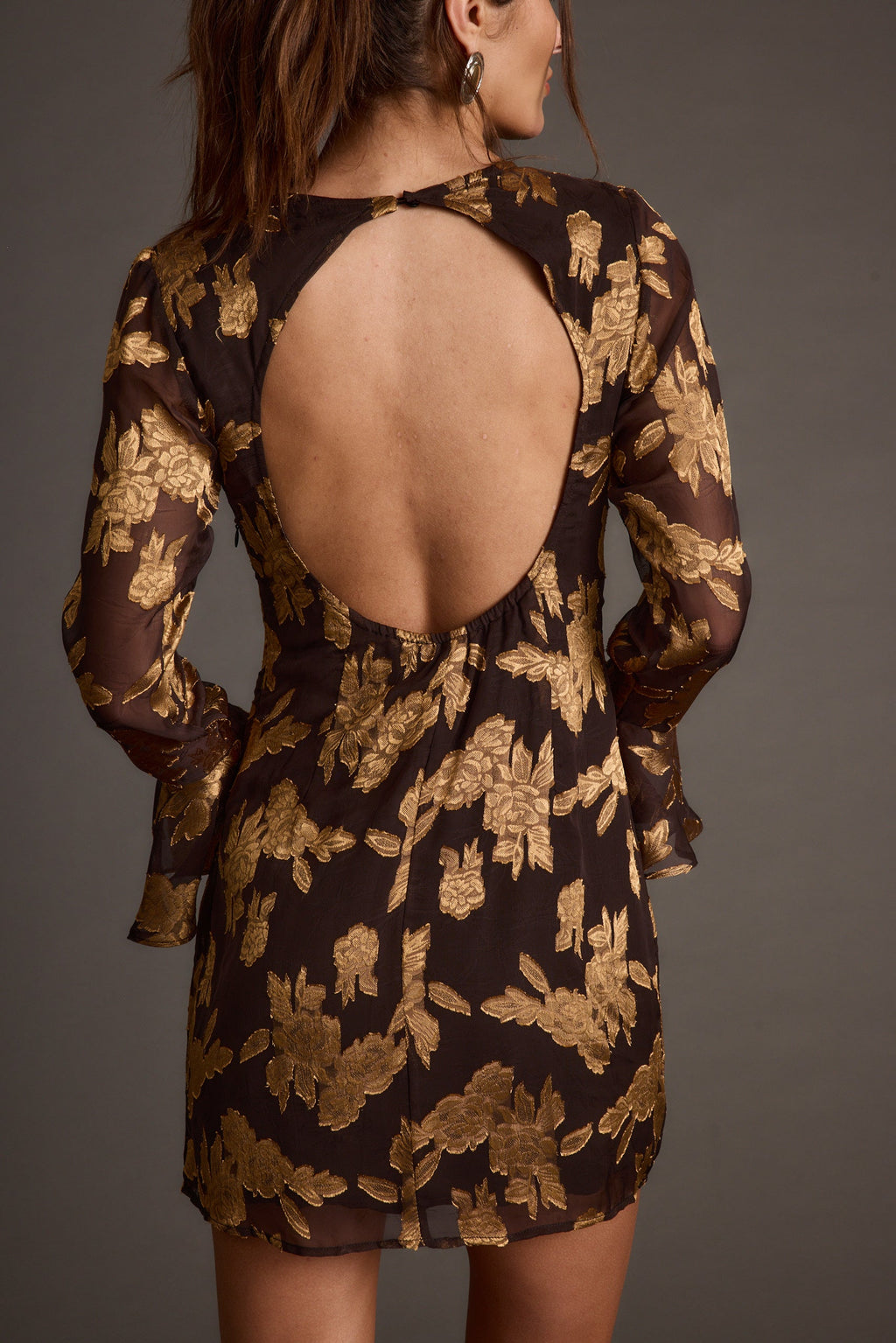 Marissa Gold and Black Floral Mini Dress