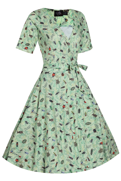 Matilda Green Mint Bug Wrap Dress