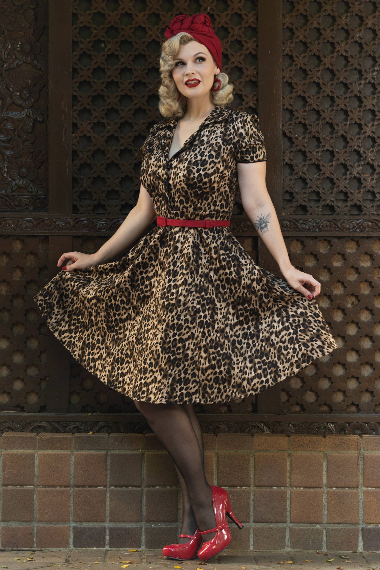 Penelope Rockabilly Leopard Print Shirt Dress