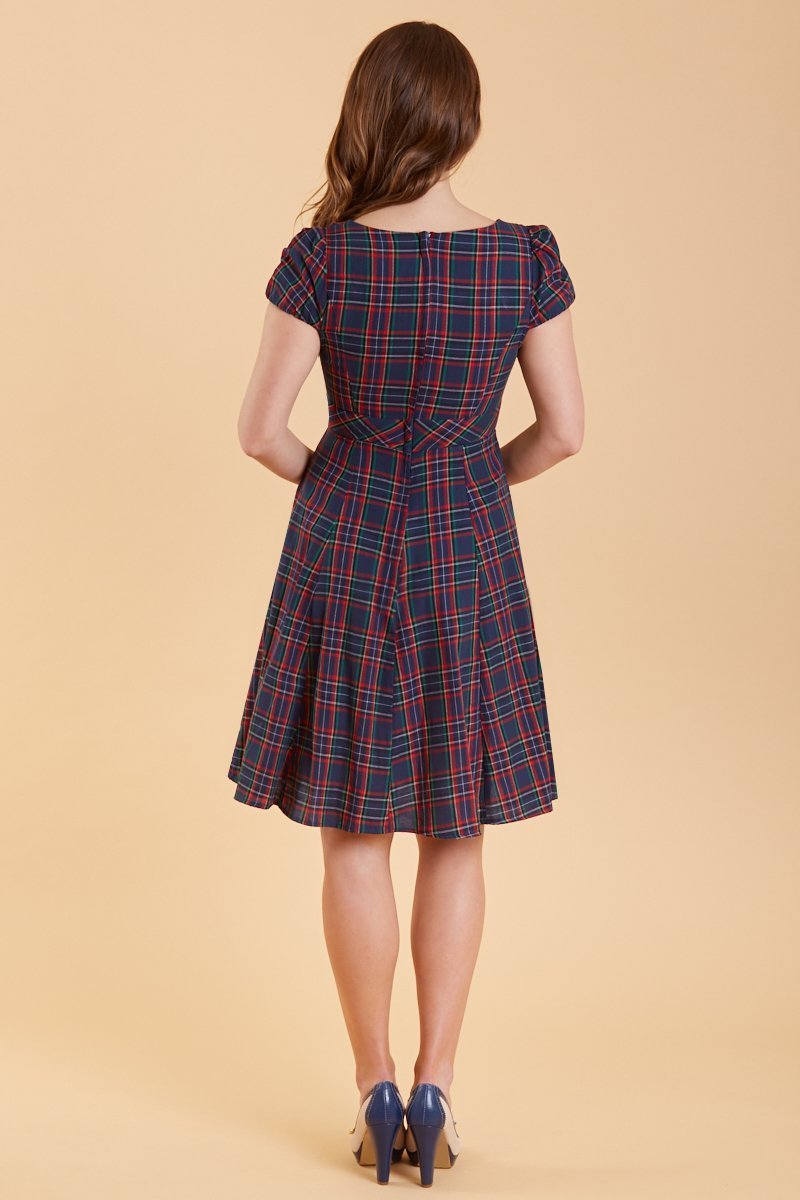 Claudia Navy Tartan Swing Dress