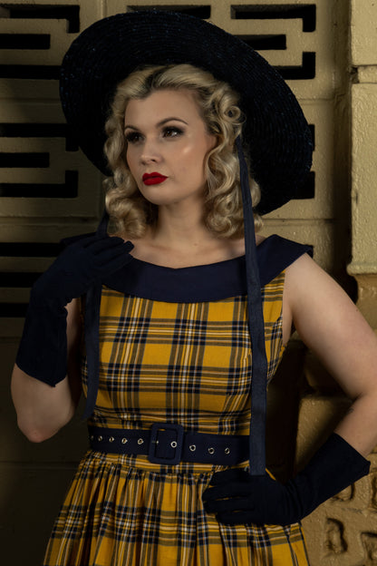 Cindy Navy & Yellow Tartan Circle Dress