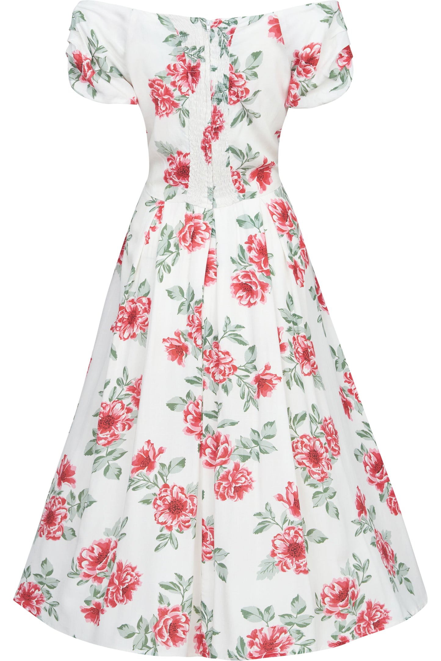 Lily Off Shoulder Floral Swing Dress In White