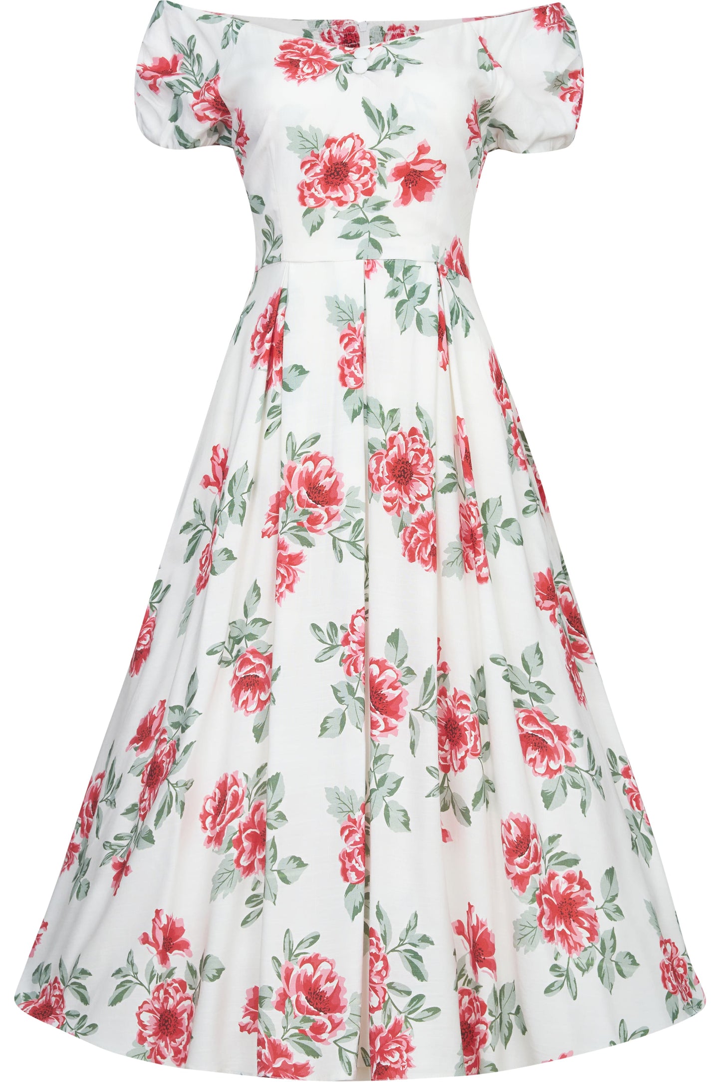 Lily Off Shoulder Floral Swing Dress In White