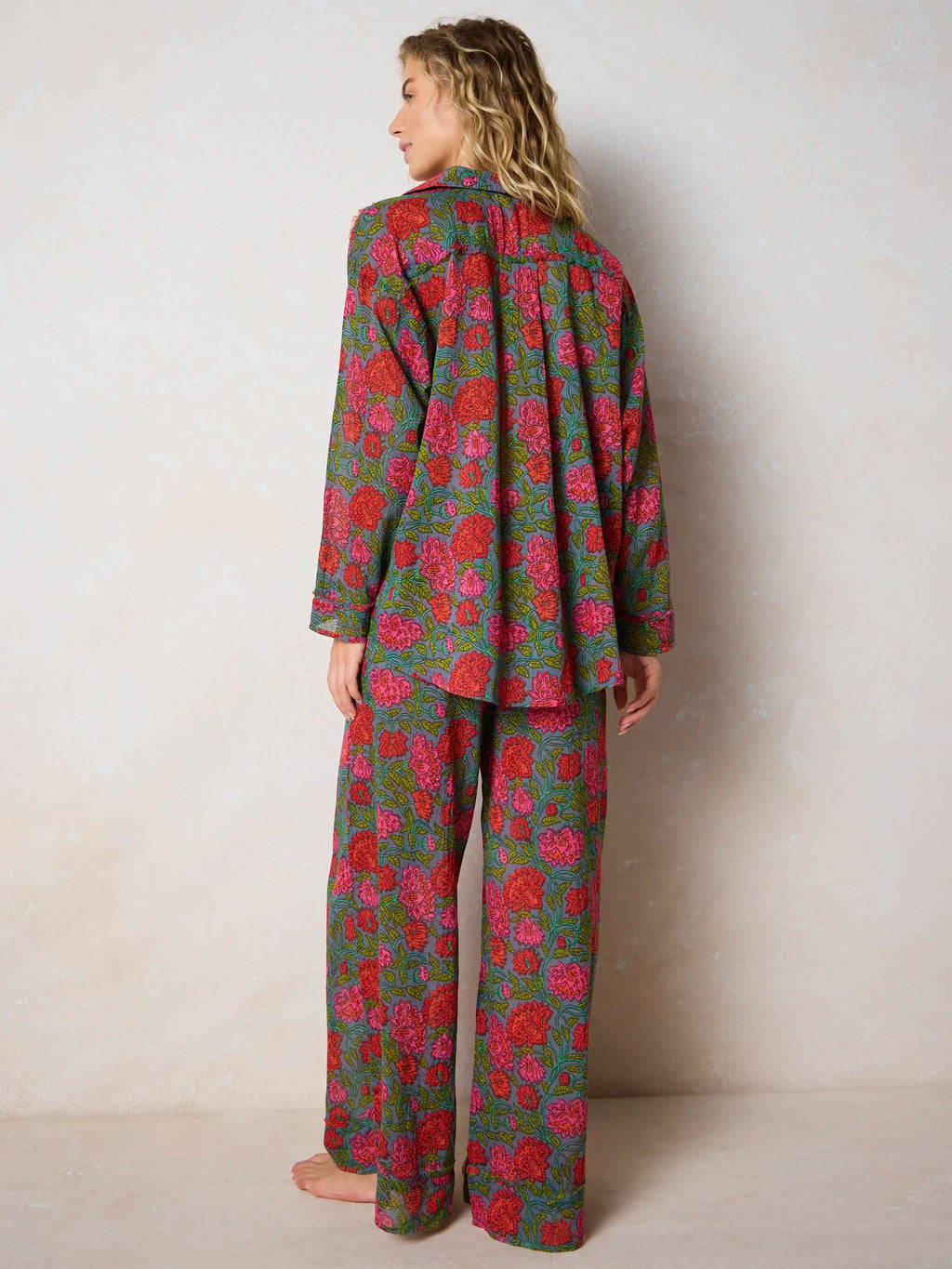 Dreamy Cotton Pajama Set - Blue Lush Zinnias