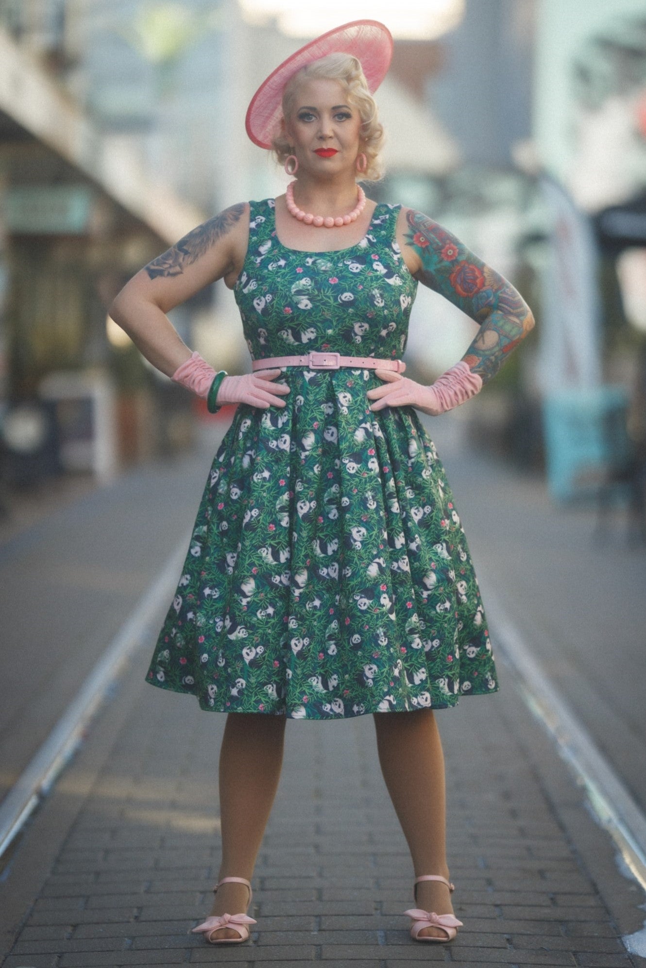 Amanda Panda & Bamboo Forest Print Swing Dress