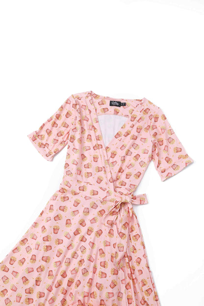 Matilda Popcorn Wrap Dress In Light Pink