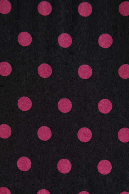 Janice Sleeved Flared Tea Dress in Black Polka Dot Print