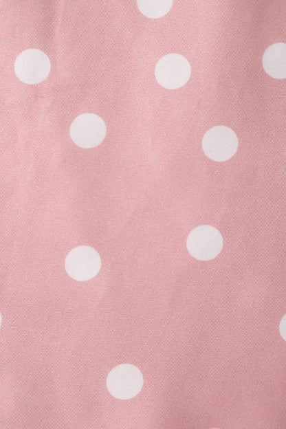 Lily Light Pink & White Polka Dot Off Shoulder Dress
