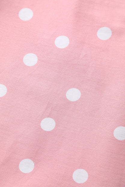 Annie Retro Polka Dot Dress in Pale Pink & White