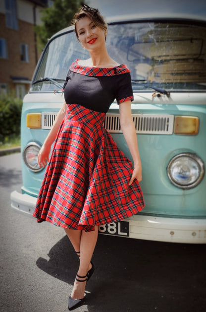 Darlene Red Tartan Swing Dress
