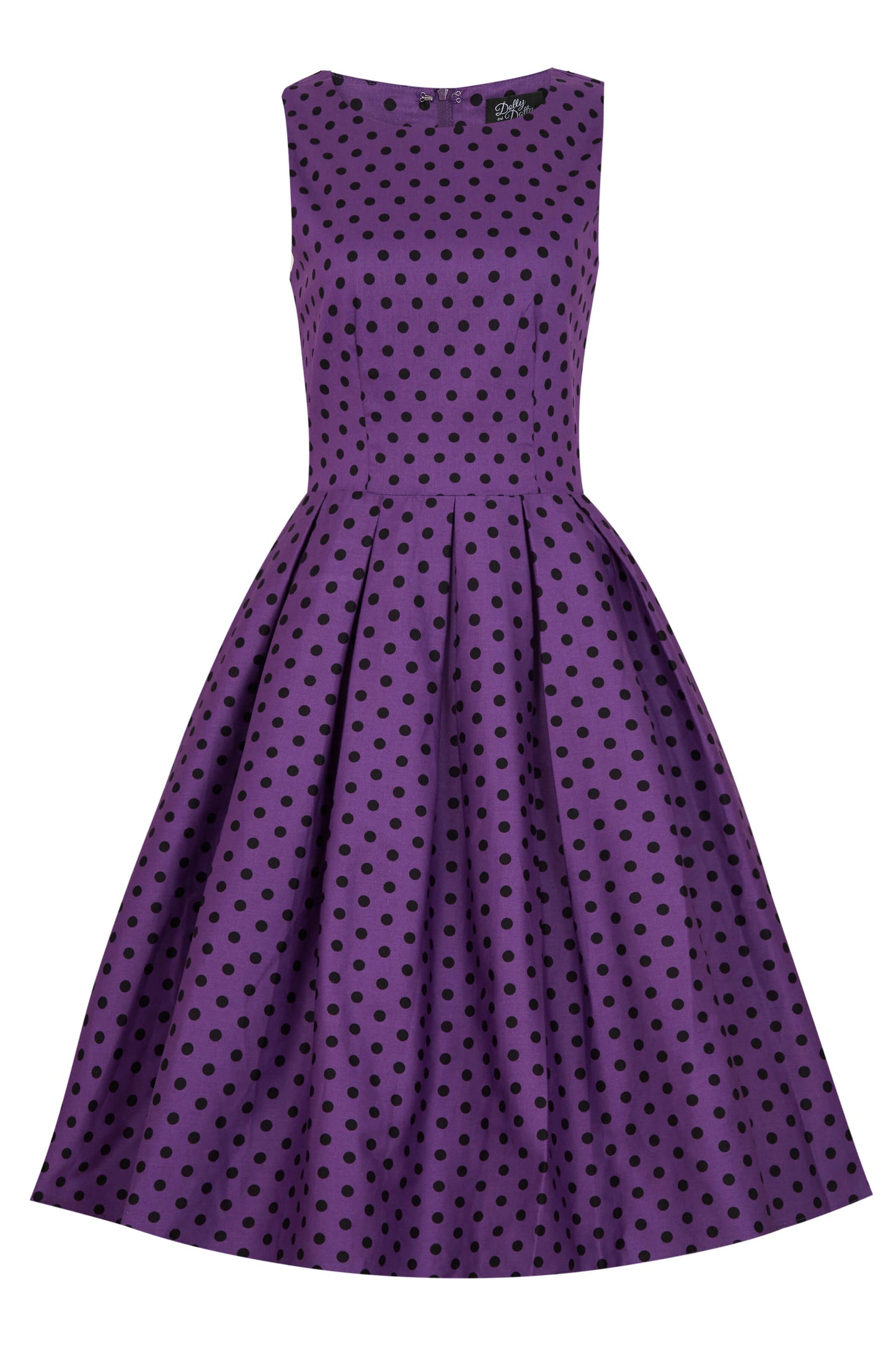 Annie Retro Polka Dot Dress in Purple/Black