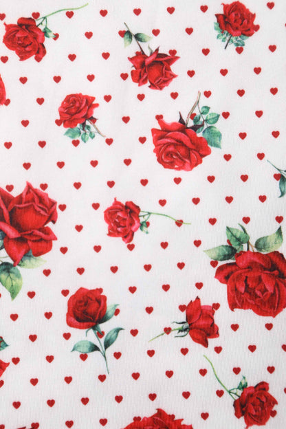 Amanda Retro White Rose Swing Dress