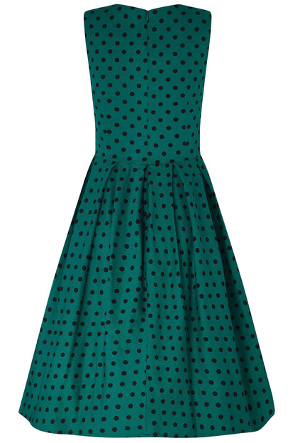 Annie Retro Polka Dot Dress in Green and Black
