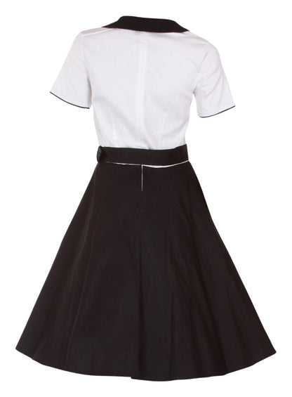 Evelyn Retro 50's Style Swing Dress in Black-White