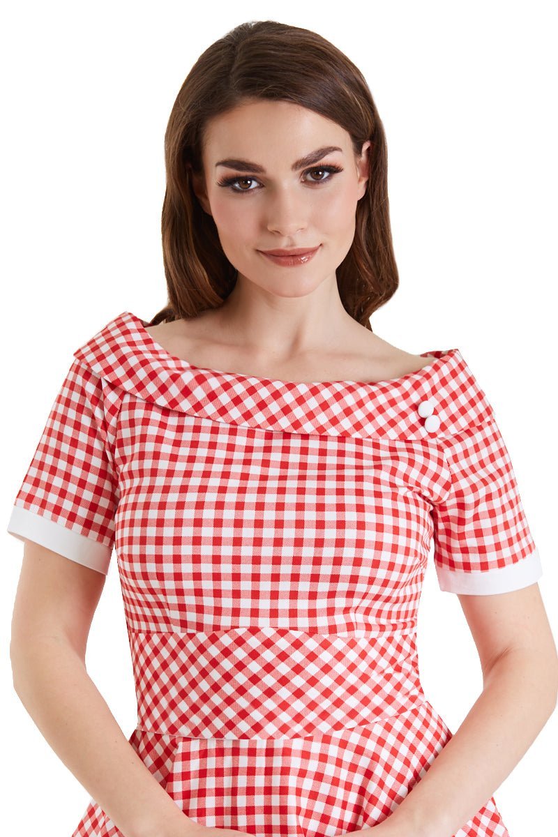 Darlene Retro Red Gingham Swing Dress
