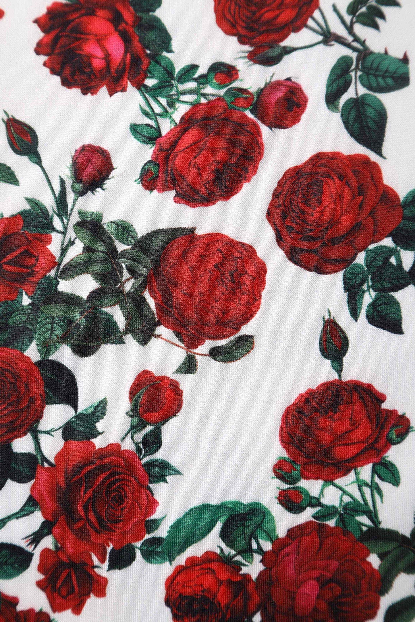 Amanda Retro Red Roses Swing Dress In White