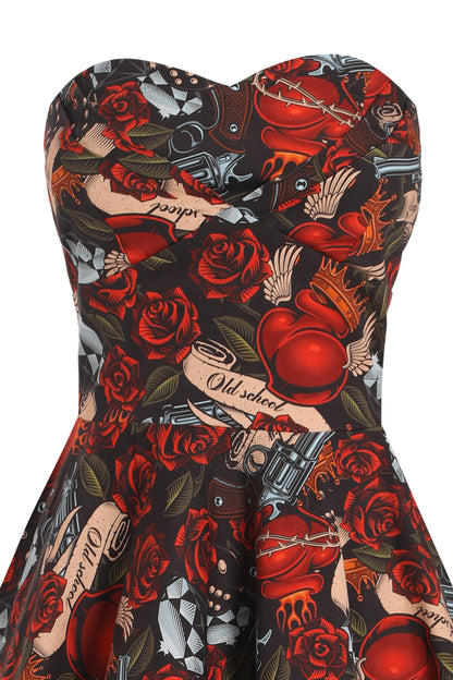 Melissa Rock N Roll Tattoo Strapless Dress