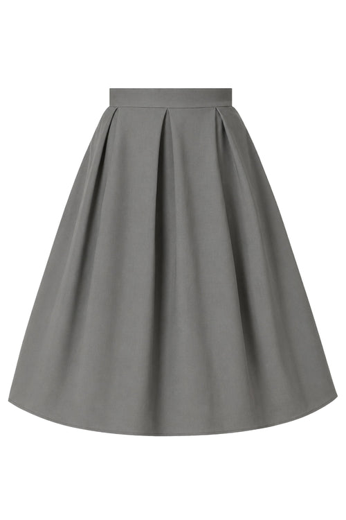 Aisley Grey Plain Pleated Flared Skirt