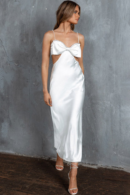 Aurelia Diamante Bow Maxi Dress White