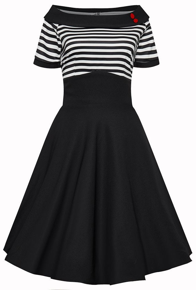 Darlene Nautical Black & White Striped Dress