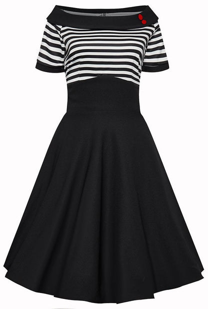 Darlene Nautical Black & White Striped Dress