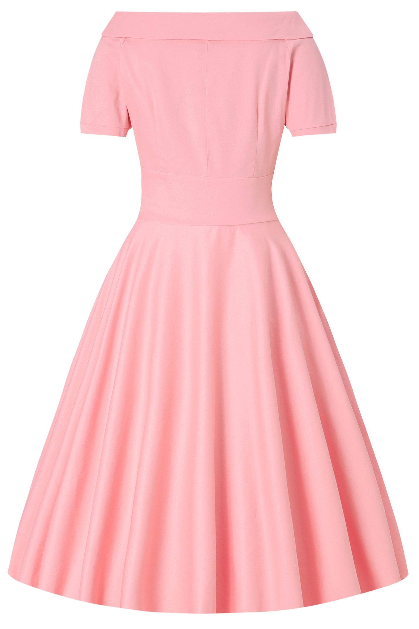 Darlene Light Pink Roll Collar Circle Dress