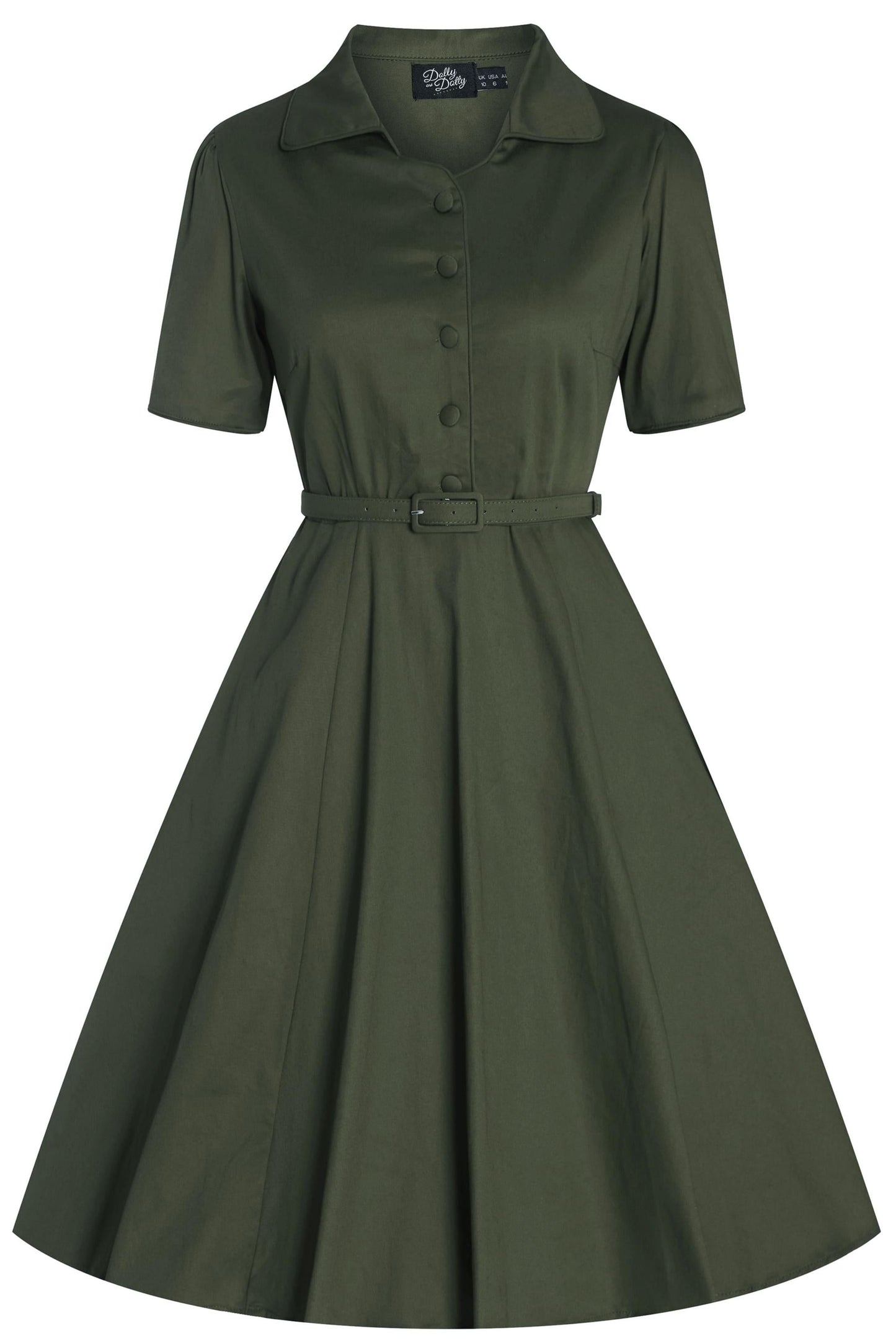 Penelope Retro Army Green Shirt Dress