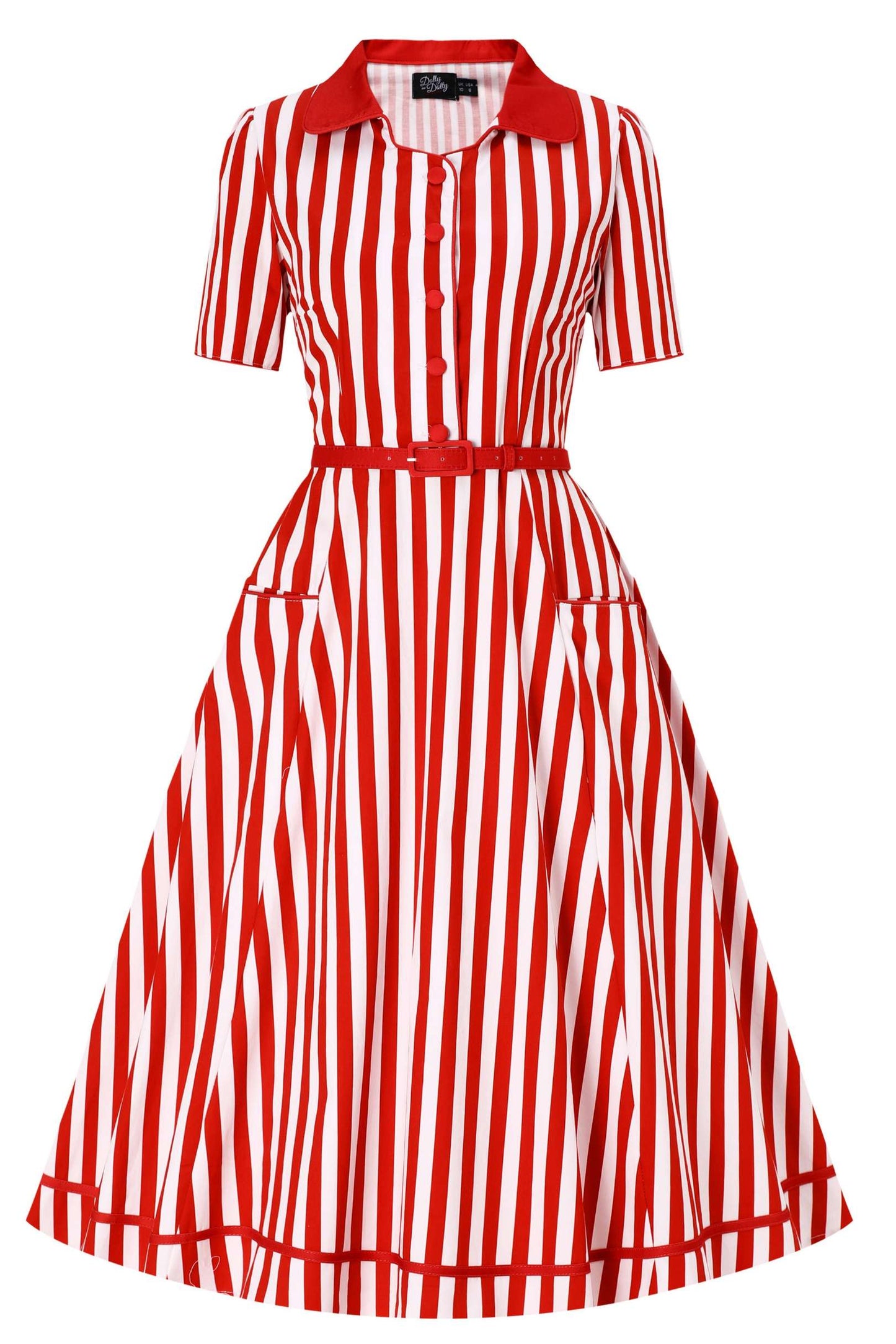 Mabel Striped Midi Shirt Dress In Burgundy