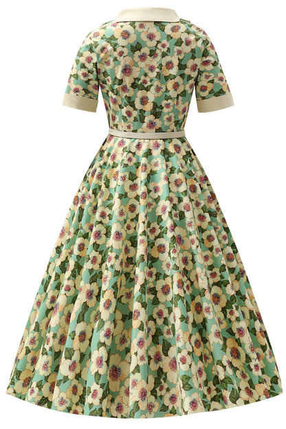 Mollie Teal Blossom Full Circle Shirt Dress