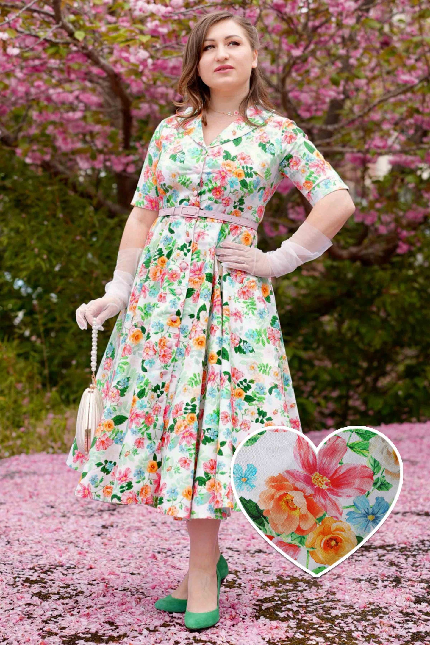 Mollie Summer Floral Full Circle Shirt Dress