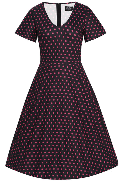 Palma Black Pink Polka Dot Casual Dress