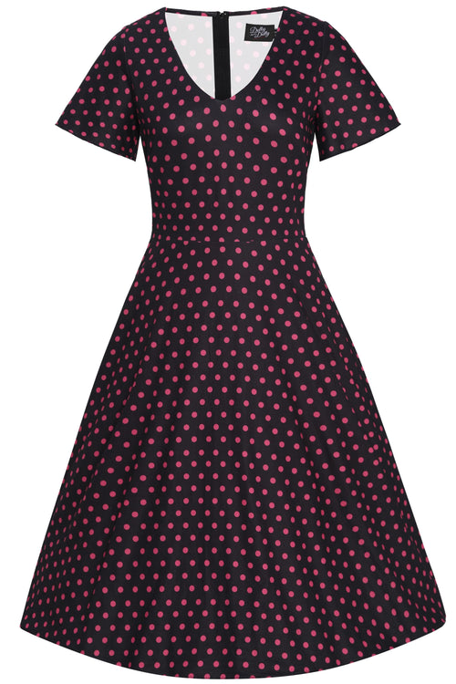 Palma Black Pink Polka Dot Casual Dress