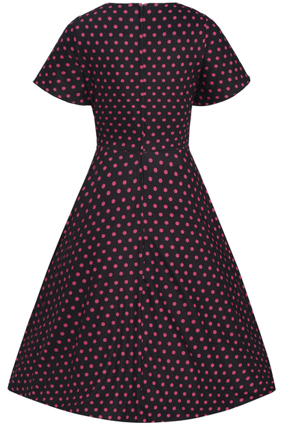 Palma Black Pink Polka Dot Casual Dress